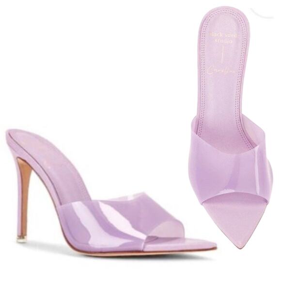 Black Suede Studio Bella High-heel Mule Lavender Sz 39 Baddie Glam Pointed Toe - Picture 1 of 8